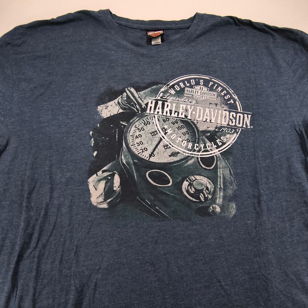 Harley Davidson Casual Short Sleeve Graphic Shirt Mens Size 2XL Navy Blue